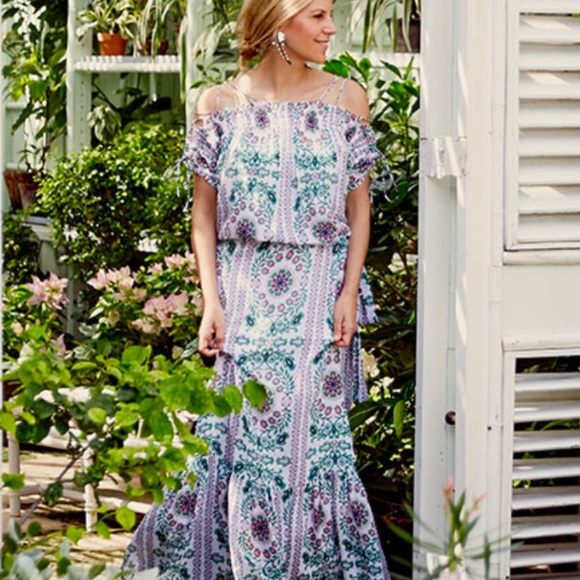 INCREDIBLY RARE Tory Burch NWT Garden Party 100% silk lined caftan, size medium - Picture 2 of 11